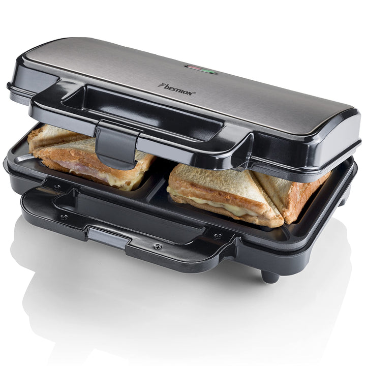 Bestron XL Sandwichmaker, Antihaftbeschichteter Sandwich-Toaster für 2 Sandwiches, 900 Watt, Farbe:
