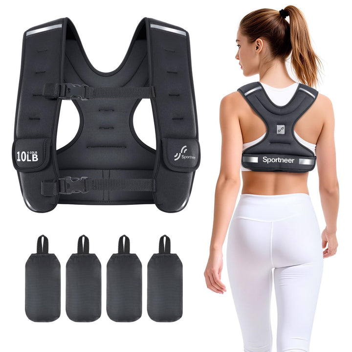 Sportneer Verstellbare Gewichtsweste für Damen Laufweste 4.54kg/8,16kg 2,7-4,5 kg Schwarz, 2,7-4,5 k