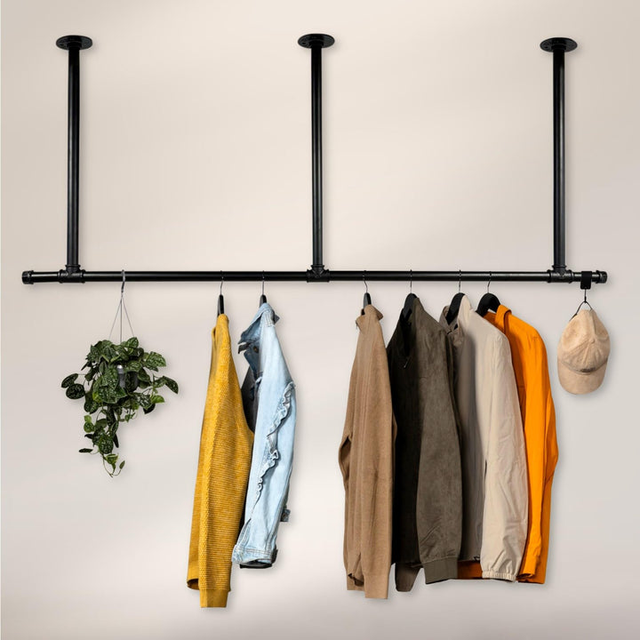 Kleiderstange Garderobe Deckenmontage Industrial Design „Liam“ für Decke Garderobenstange | Breite 1