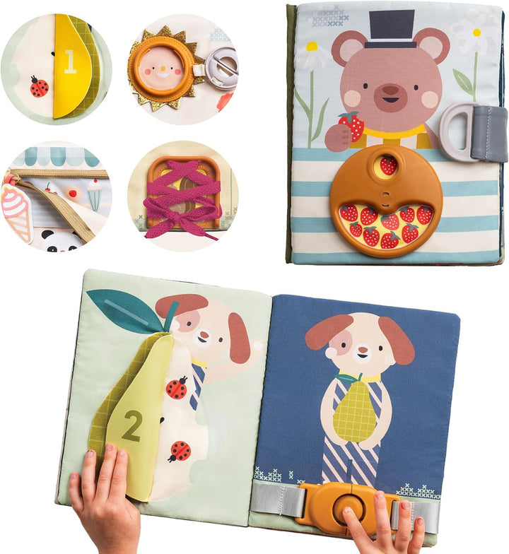 TAF Toys 13655 - Aktivitäts- und Fantasiebuch aus Stoff für Babys – 10 Verschiedene Aktivitäten zur