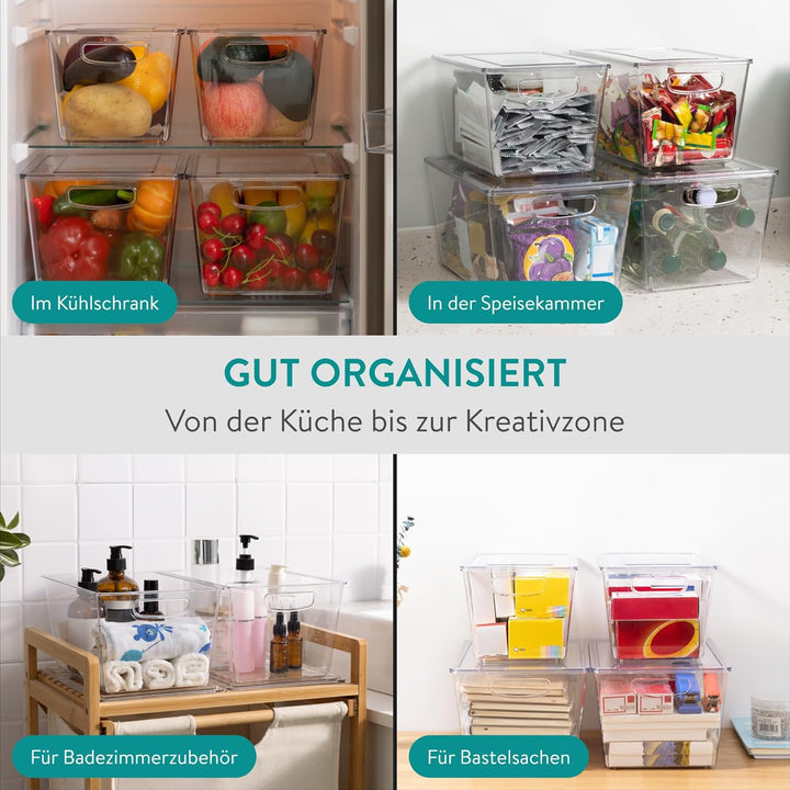 Navaris 4er Set Kühlschrank Organizer aus Kunststoff - 4x Aufbewahrungsbox für den Kühlschrank - Küh