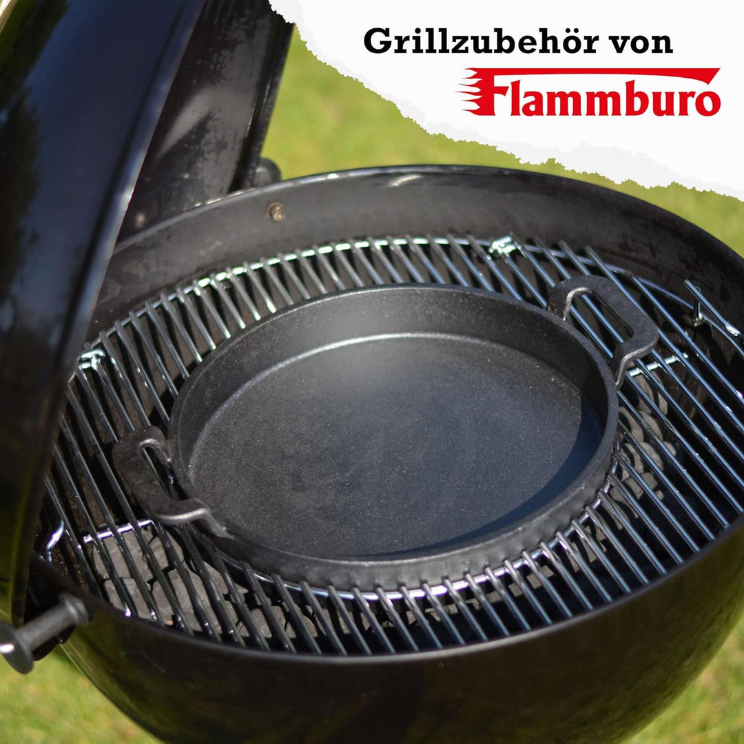 FLAMMBURO BBQ-System Pfanne Ø 30 cm – Gusseisen mit porzellanemaillierter Beschichtung – Für alle Pf