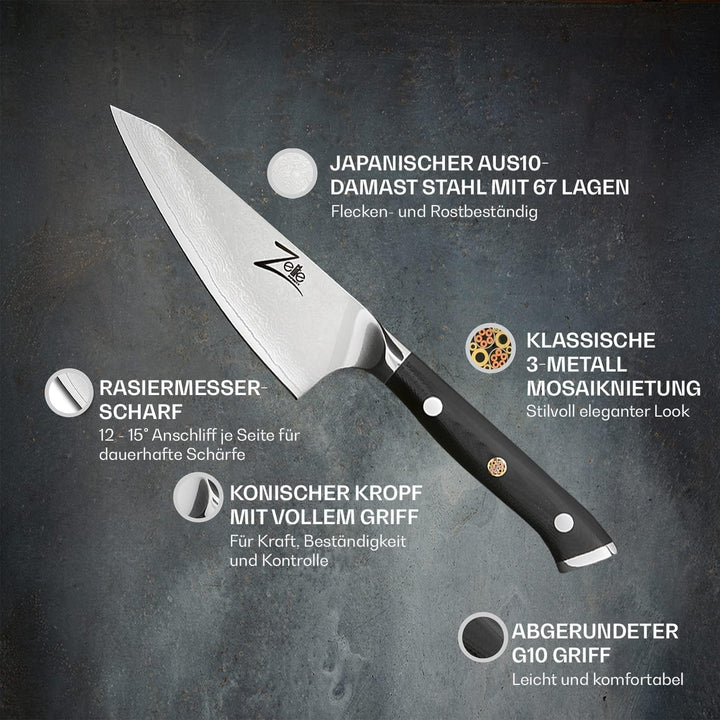 Zelite® Honesuki Damastmesser, Scharfes Küchenmesser 11,4 cm, Japanisches Messer für Zuhause & Gastr