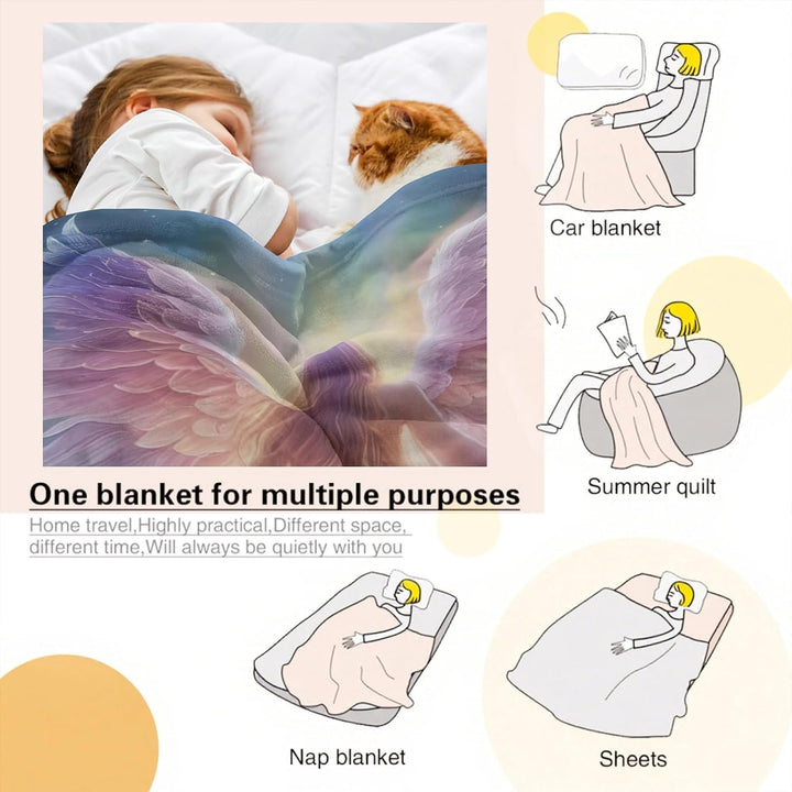 Kuscheldecke Flauschig Geschenke für Sie, 130x150 cm Engel Motiv | Fleecedecke Wohnzimmerdecke Decke