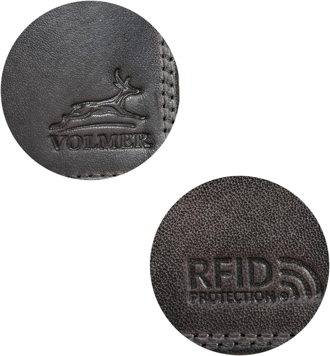 Fa.Volmer ® Leder Geldbörse Herren mit RFID-Schutz I extra-stabile Doppelnaht I 9 Fächer für Kreditk