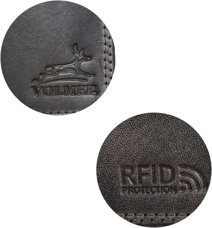 Fa.Volmer ® Leder Geldbörse Herren mit RFID-Schutz I extra-stabile Doppelnaht I 9 Fächer für Kreditk