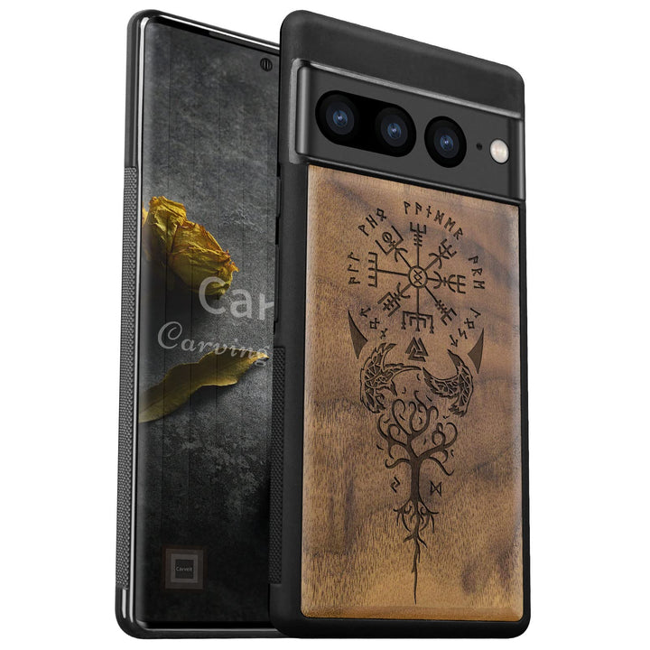 Carveit Holz Handyhülle für Google Pixel 7 Pro Cover [Einzigartiges Design Case] Stossstange hülle K