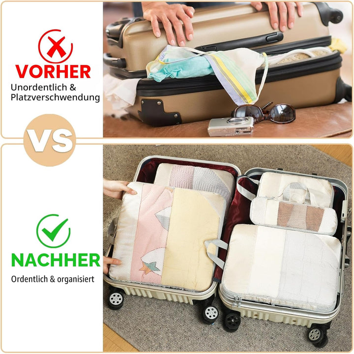 Koffer Organizer Set 8-teilig, Komprimierbare Packwürfel zur Organisation Ihres Reisegepäcks, Compre
