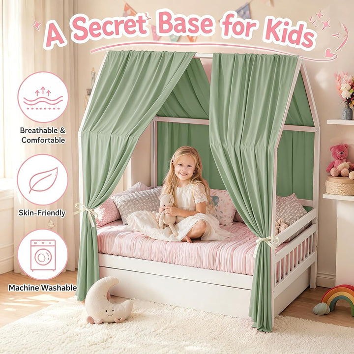 Hausbett Himmel, Betthimmel Hausbett, Stoffhimmel für Hausbetten Mädchen Jungen Baldachin, Handgemac