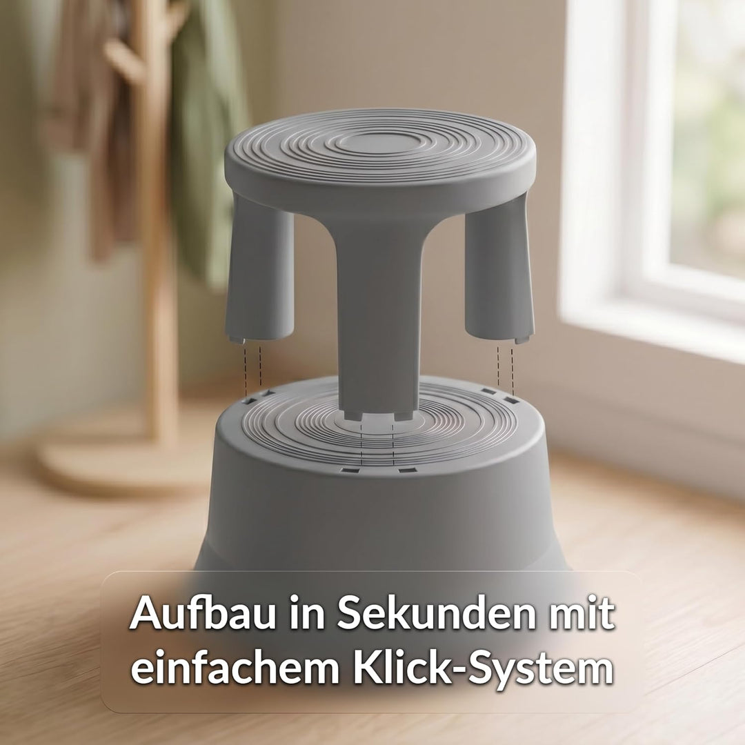 Office Marshal Rollhocker Kunststoff Elefantenfuss dunkelgrau, Rutschfester Tritthocker mit Rollen,