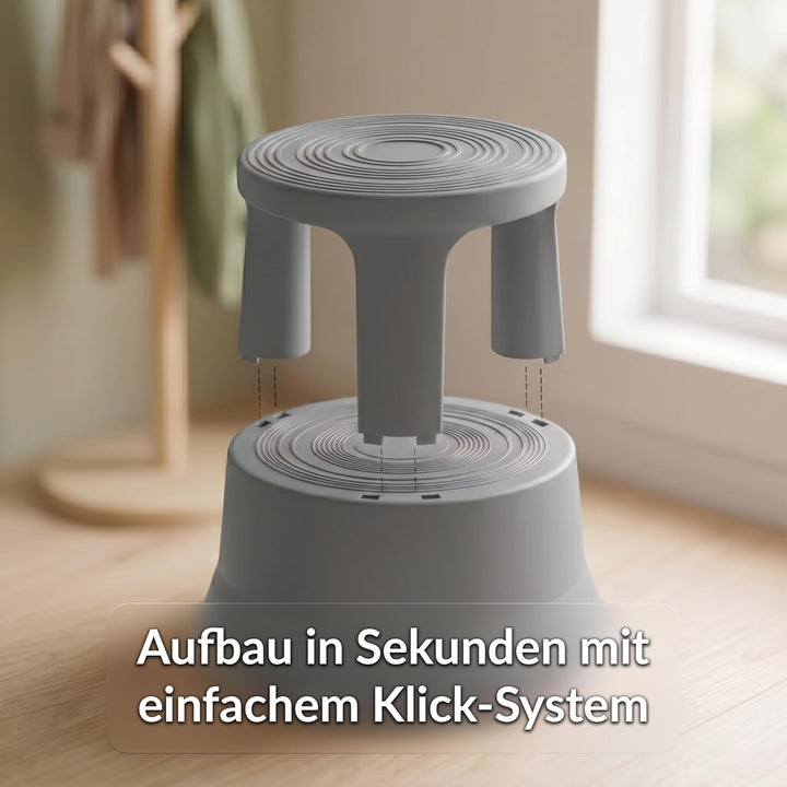 Office Marshal Rollhocker Kunststoff Elefantenfuss dunkelgrau, Rutschfester Tritthocker mit Rollen,