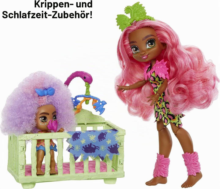 Mattel Cave Club GNL92 - Cave Club Wilder Babysittingspass Spielset mit 2 Puppen und Zubehör, für Ki