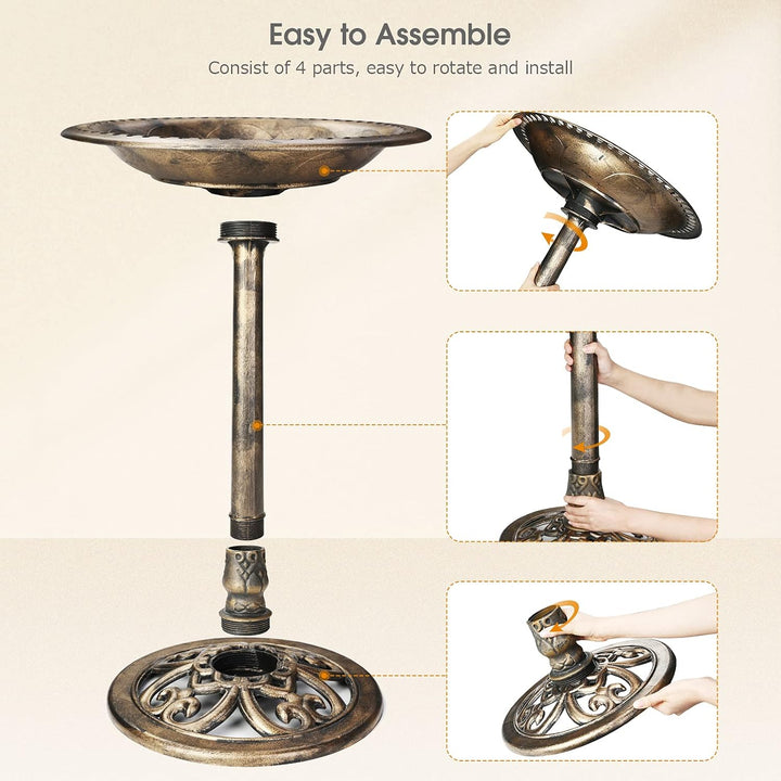 AISITIN Vogeltränke mit 2.5W Solar Springbrunnen, Futterplatz, Garten/Balkon Dekoration, Vogelbecken