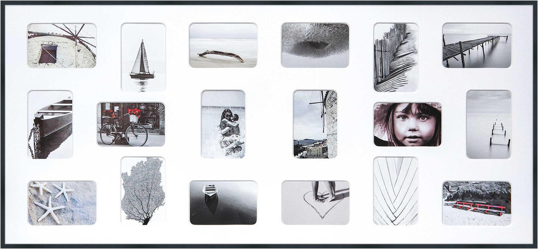DEHA Design Bilderrahmen Collage Tribeca, 109,2x49,5 cm- 18x 10x15 cm, Aluminium Schwarz Matt, bruch
