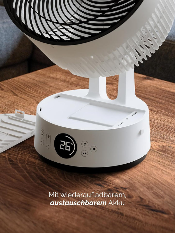 MEACO MeacoFan Sefte® 10 Pro – Akku-Tischventilator, 25 dB leise, 40 Std. Laufzeit, 1150 m³/h Luftle