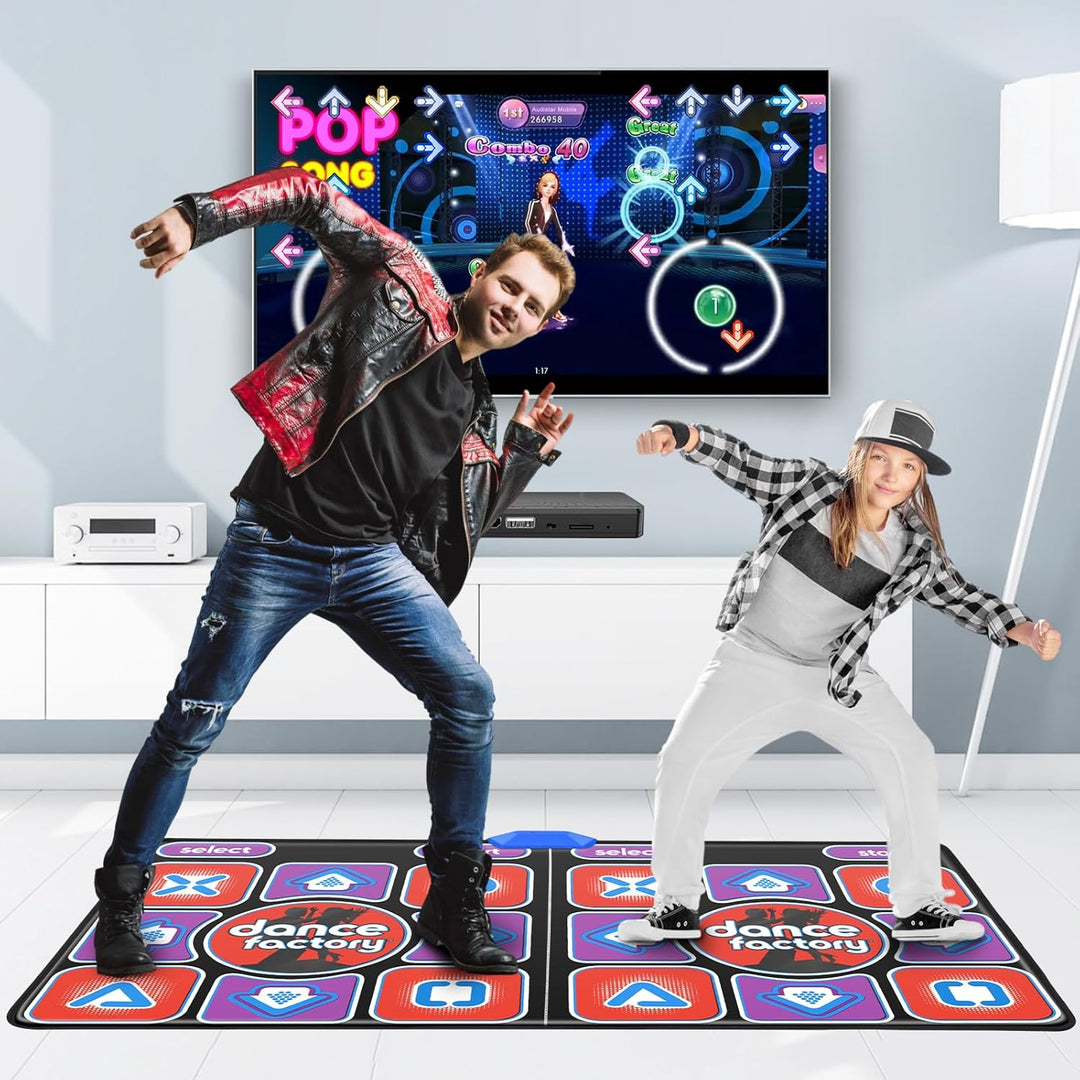 Tanzmatte Kinder Doppel, 12-Tasten Leucht-Tanzmatte mit Bluetooth, Dance Mat Interaktives Tanzspiel,