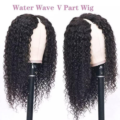 Echthaar Perücke Water Wave V Part Human Hair Wig For Women Culy V Part Half Wig Human Hair None Lac