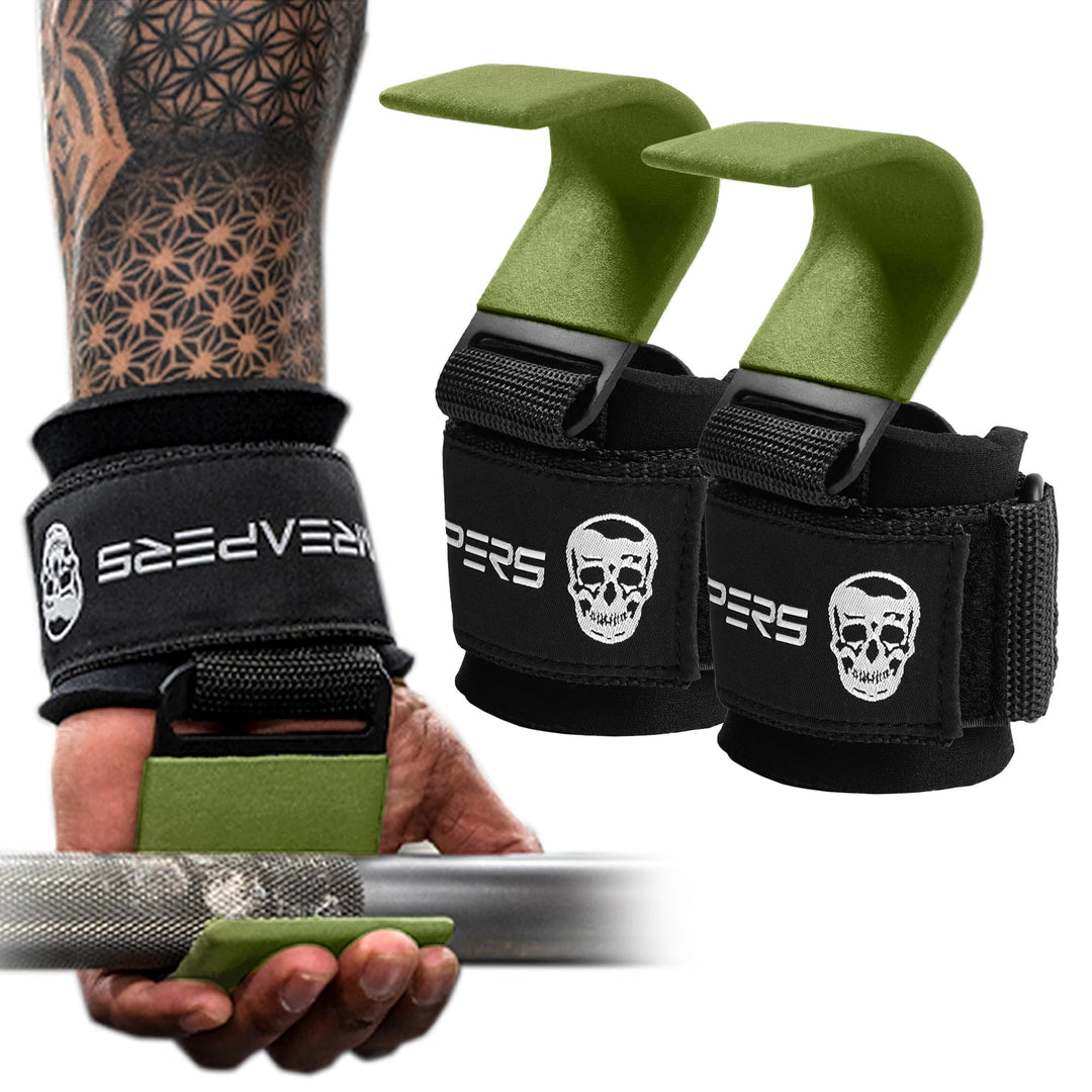 Gymreapers Weight Lifting Hooks (Pair), Heavy Duty Power Wrist Straps Hand Grip Support For Deadlift