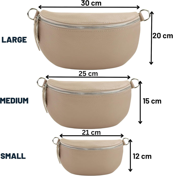 Blade Bauchtasche Damen Echtleder, stylische Gürteltasche Damen mit 2 gemusterten und Leder abnehmba