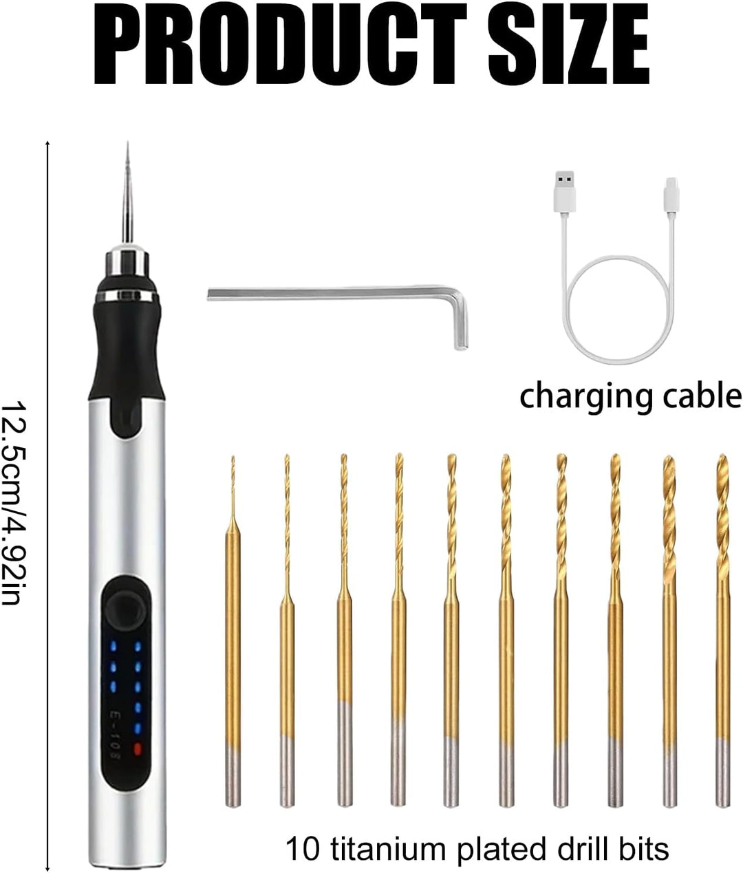 Mini Handbohrer Elektrisch: 3-Gang-Elektro-Mini-Bohrstift, Wiederaufladbare DIY Mini Bohrer mit 10 B