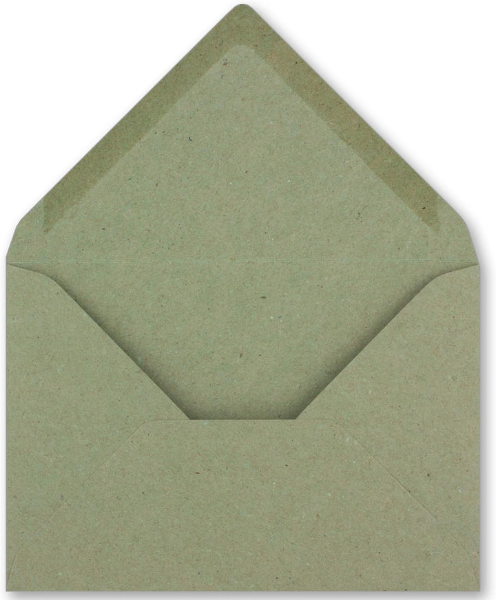 200x kleine Umschläge aus Kraftpapier in Grün DIN C7 8,1 x 11,4 cm mit Spitzklappe und Nassklebung i