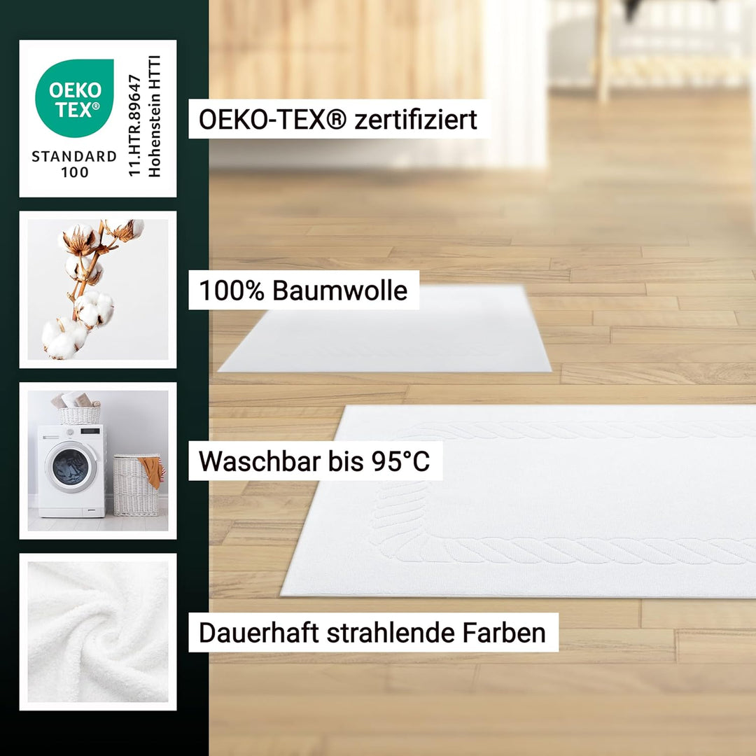 ZOLLNER 2er Set Badematten - weiche und saugstarke Duschvorleger - waschbar bis 95°C - Baumwolle - 5