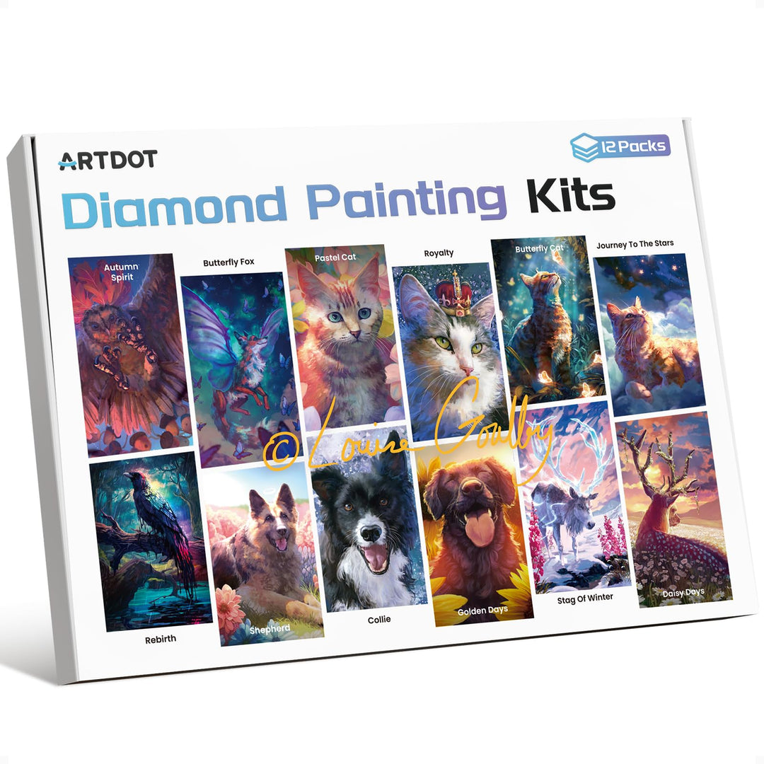 ARTDOT 12 Pack 5D DIY Diamond Painting Erwachsene, Lizenziert Diamant Painting Bilder mit Zubehör fü