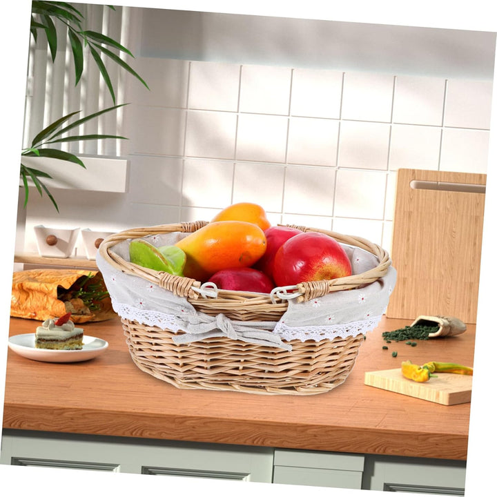 Toyvian Handgefertigter Weidenkorb mit Griff Kleiner Flexibler Picknickkorb und Aufbewahrungskorb Ru