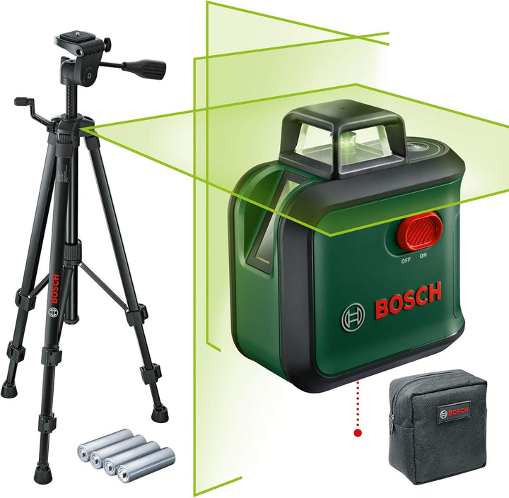 Bosch Kreuzlinienlaser AdvancedLevel 360 mit Premium-Stativ (3 Laserlinien inkl. 360° zum Ausrichten