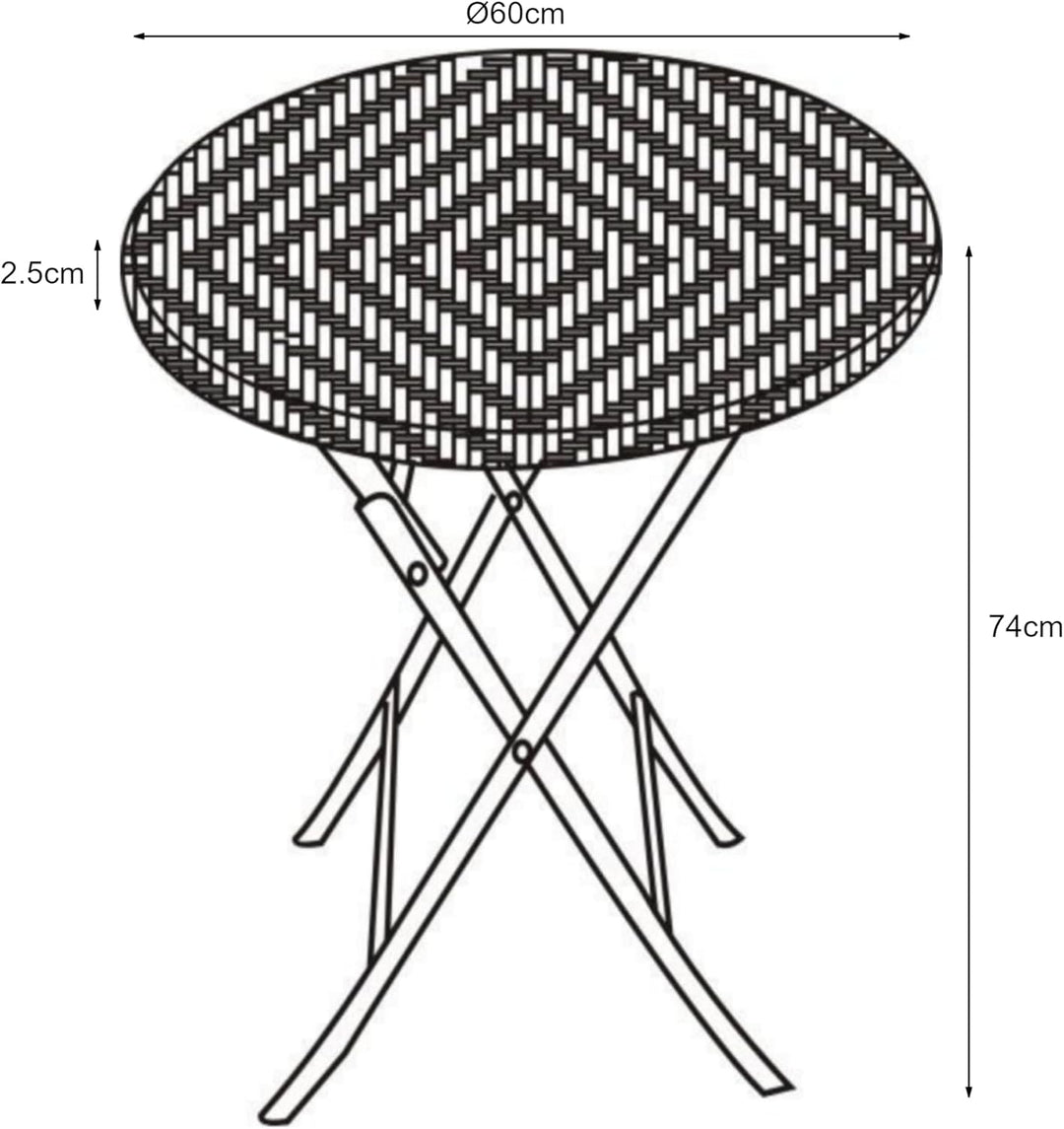 [en.casa] Klapptisch Mark Gartentisch Campingtisch klappbar 60 x 74 cm rund Picknicktisch Outdoor Ra