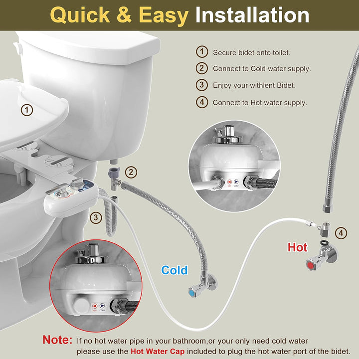 Bidet Einsatz Für Toilette linkes, Cold/Heiss Water Bidet Dusch-WC,mit Einziehbare selbstreinigende