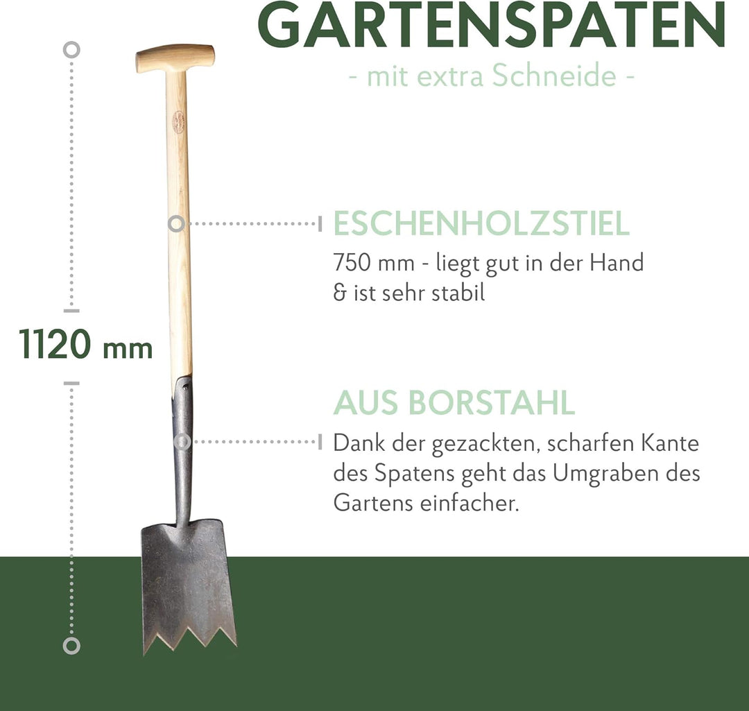 DeWit Garten-Spaten mit scharfen Zinken &amp; praktischem T-Griff 112 cm I Premium Garten-Zubehör für sc