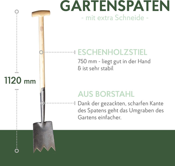 DeWit Garten-Spaten mit scharfen Zinken &amp; praktischem T-Griff 112 cm I Premium Garten-Zubehör für sc
