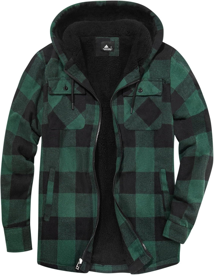 JACKETOWN Hemdjacke Herren Kariertes Winterjacke Thermohemd Fleece Gefüttert Freizeit Jacke mit Kapu