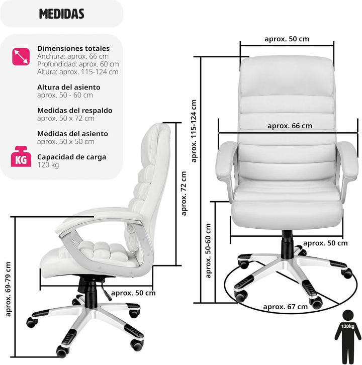 tectake® Design Bürostuhl, Schreibtischstuhl, stufenlos höhenverstellbarer Chefsessel, Arbeitsstuhl,