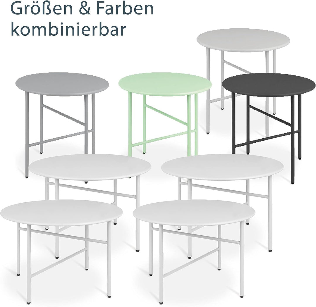 Beistelltisch Outdoor Gartentisch Rund Ø 53 cm Tischplatte Kratzfest – Stabiler Wohnzimmer Couchtisc