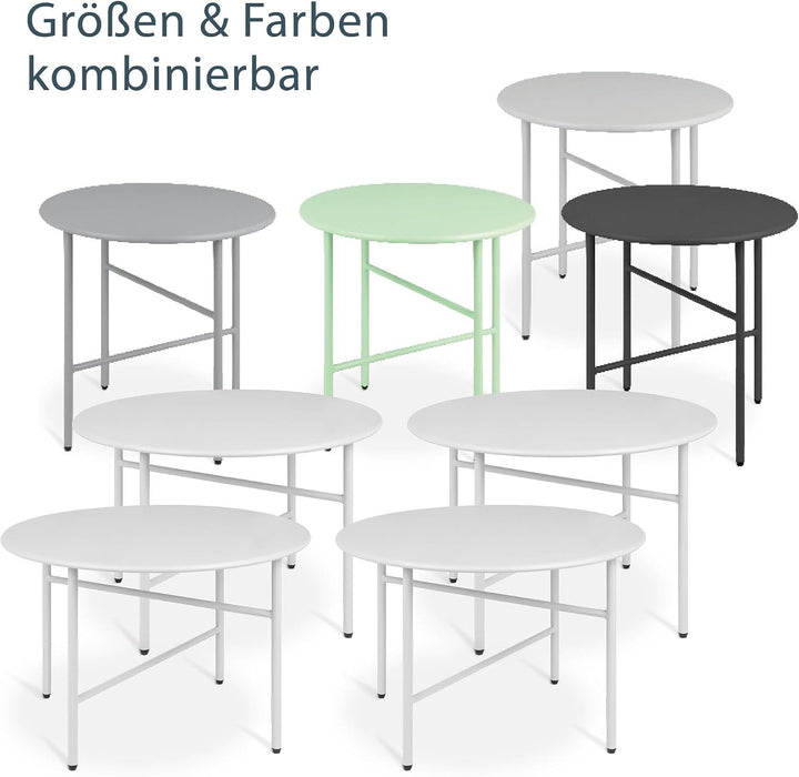 Beistelltisch Outdoor Gartentisch Rund Ø 53 cm Tischplatte Kratzfest – Stabiler Wohnzimmer Couchtisc