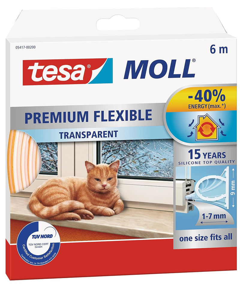 tesa moll P-Profile & moll Fensterdichtung Premium Flexible - Selbstklebende Silikondichtung zum Iso