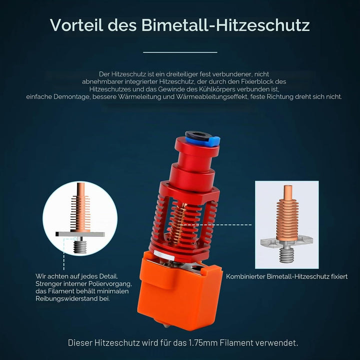 Upgrade bis zu 500 ℃ Red Lizard K1 Volcano All Metal Hotend High Flow Plated Copper Bimetal Heatbrea