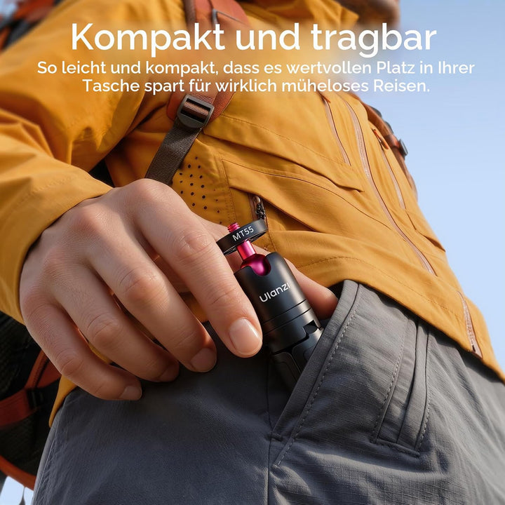 ULANZI MT55 SnapGo Mini Stativ &amp; Selfie Stick, 4-in-1: Mantis/Rucksackgurt/Selfie/Stativ, 360° Kugel