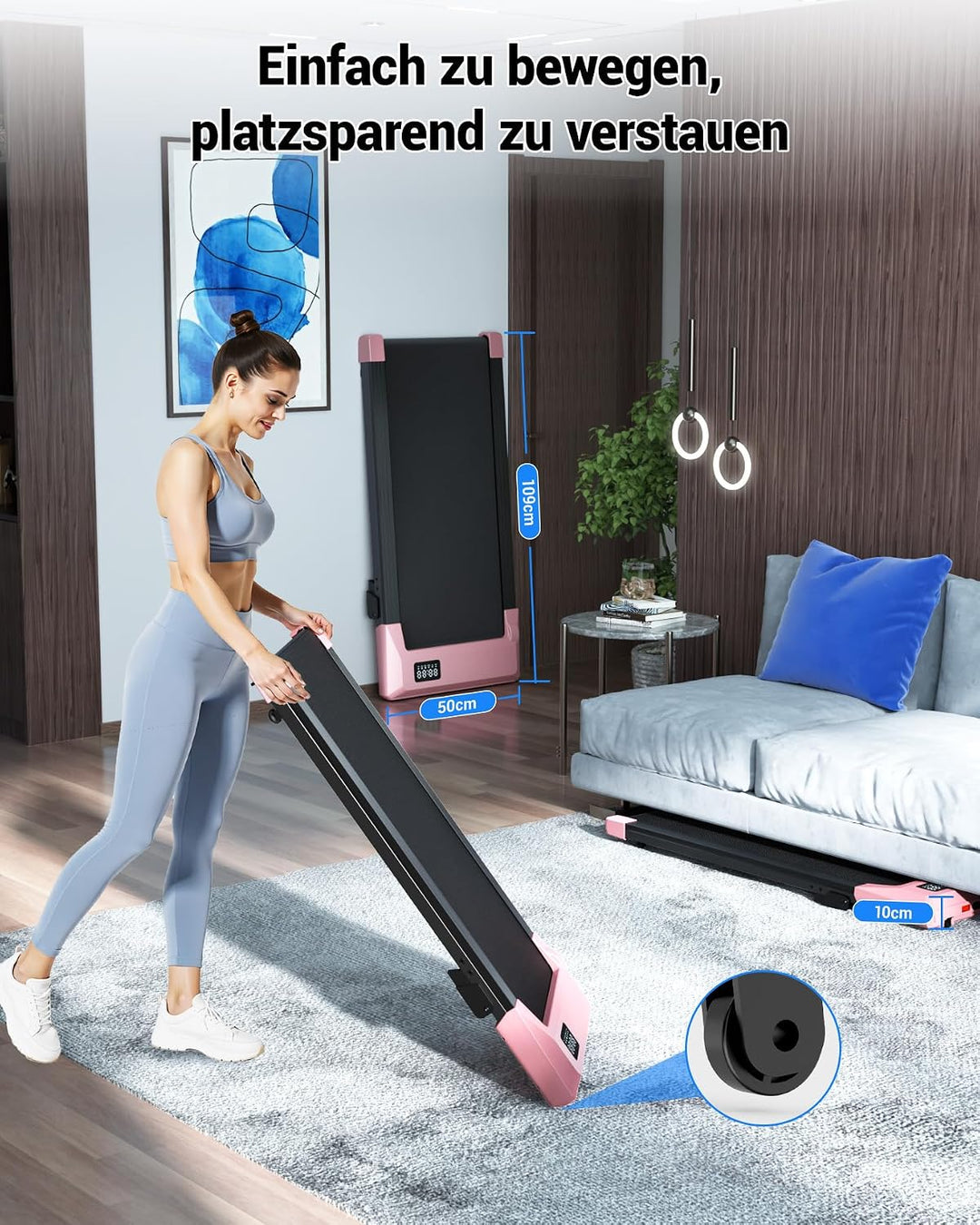 DeerRun Walking Pad mit 6% Steigung, Unter-Schreibtisch-Laufband für Home Office und Zuhause, Kompak