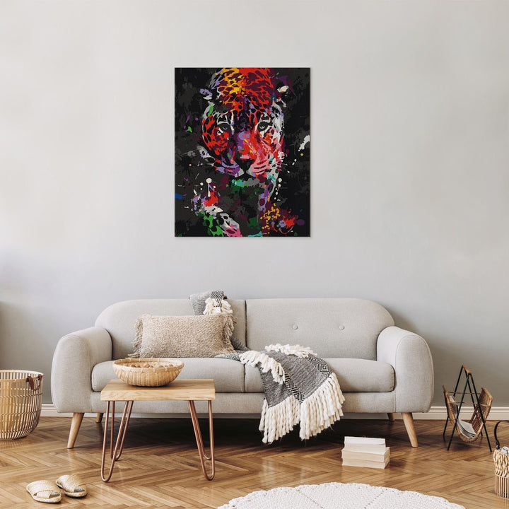 murando - Malen nach Zahlen Leopard bunt 40x60 cm Malset mit Holzrahmen auf Leinwand für Erwachsene