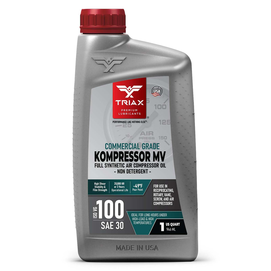 TRIAX Kompressor MV ISO100 (SAE30) – Vollsynthetisches Kompressor‑Öl, Non Detergent – Hohe Temperatu