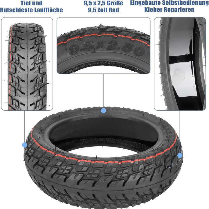 9,5 x 2,50 Selbstreparierender Tubeless Reifen für Niu KQI3 Max/Pro/Sport Elektroroller Ersatzreifen