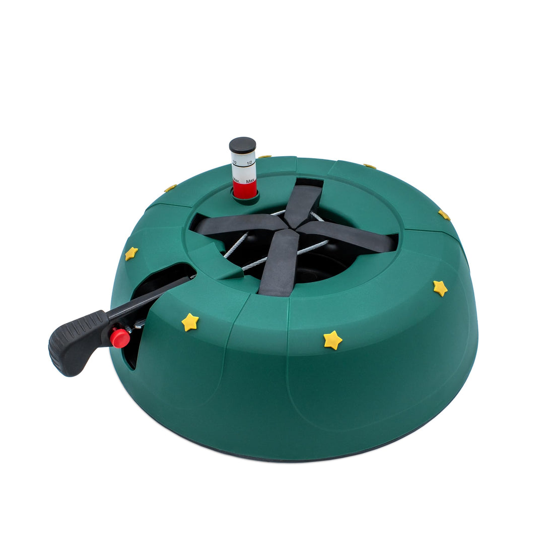 Christbaum Ständer grün mit Einseiltechnik und Fusshebel - 32 cm - Weihnachtsbaumständer mit Wassert