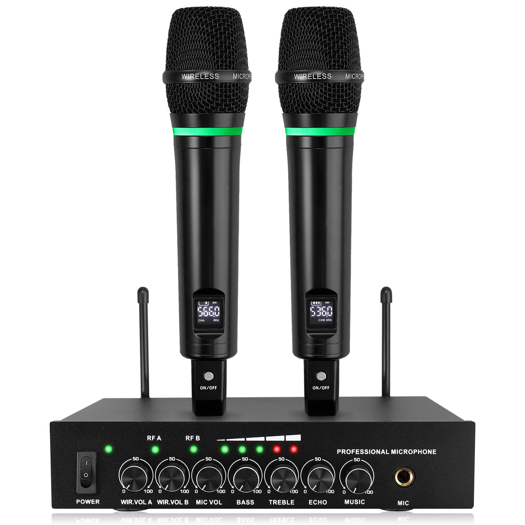 LiNKFOR Drahtloses Mikrofon UHF-Wiederaufladbares Bluetooth 5.0 Dual Handheld Metall Mikrofonsystem