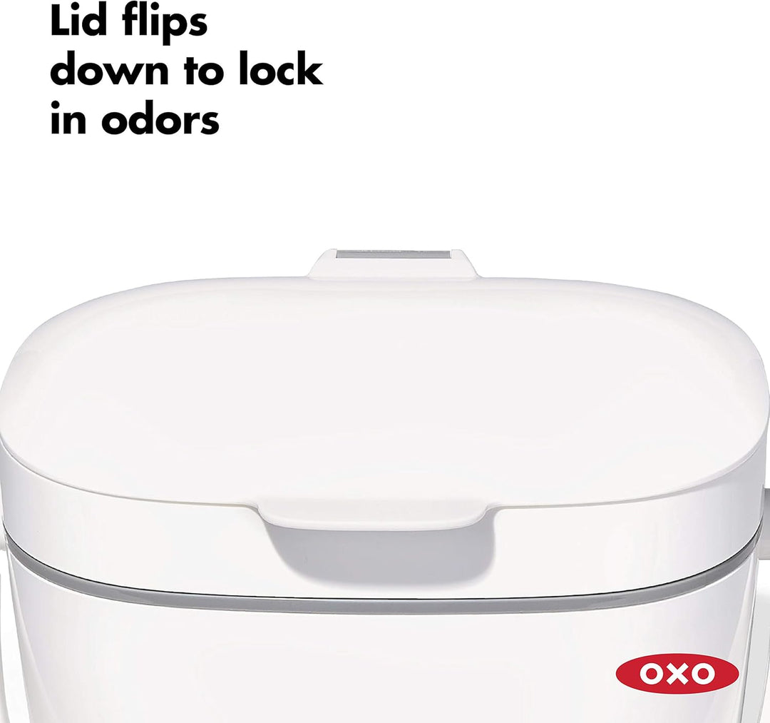 OXO Good Grips Komposteimer weiss – geruchsdichter Biomülleimer für die Küche – 6,6 l Weiss 6.6L, We