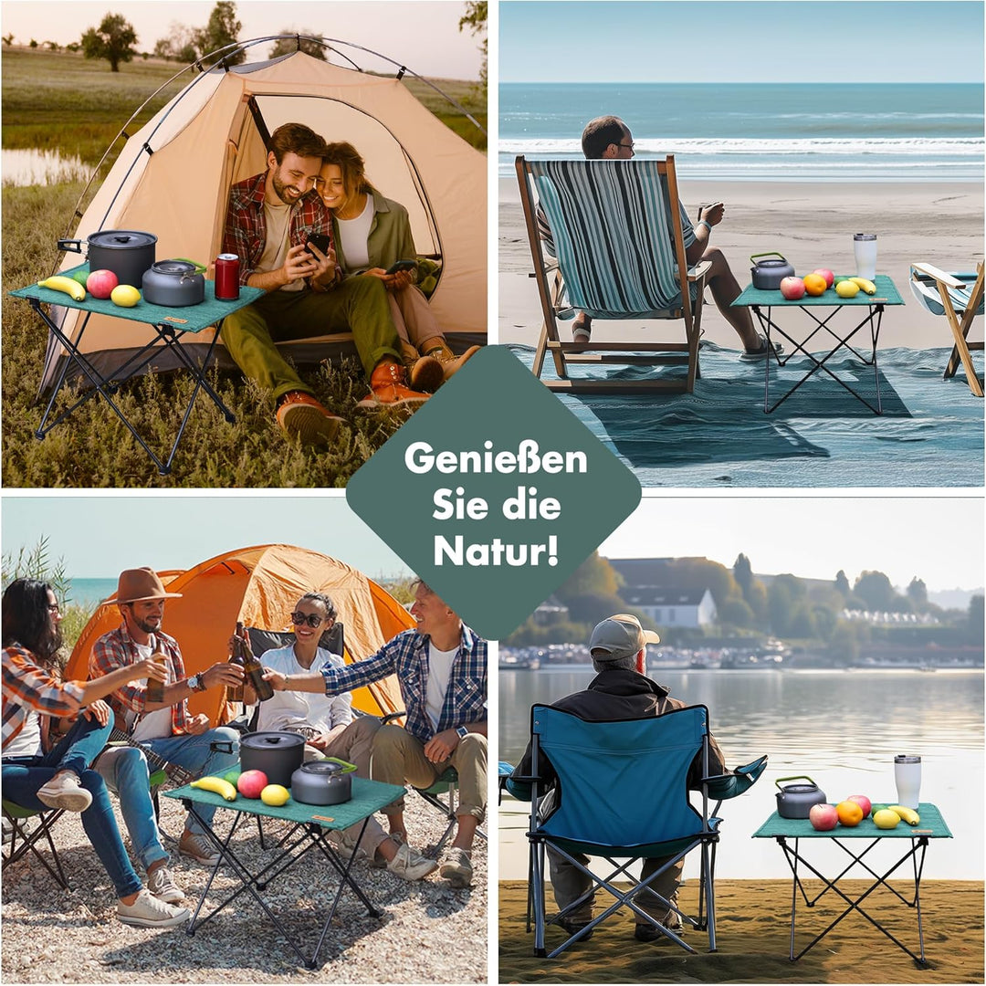 VILLEY Campingtisch Klappbar, Klapptisch Faltbar mit Aluminium und Oxford-Stoff, Kleiner Camping Fal