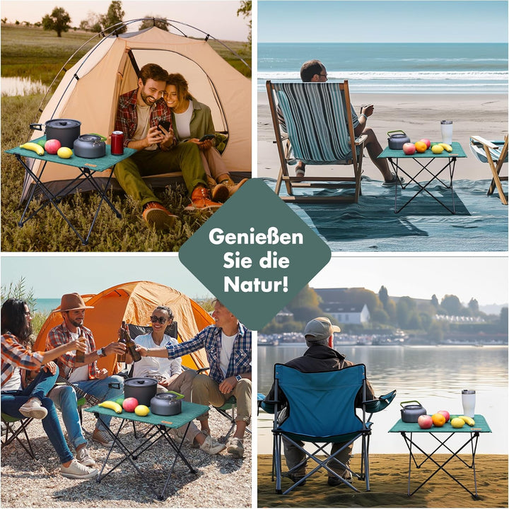 VILLEY Campingtisch Klappbar, Klapptisch Faltbar mit Aluminium und Oxford-Stoff, Kleiner Camping Fal