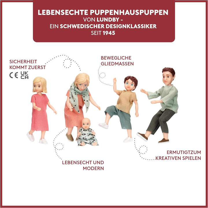 Lundby Puppenhaus Puppen für Puppenhaus Familie - Puppenfamilie Charlie - Zubehör - Biegepuppen Pupp